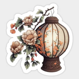 Elegant Chinese Lantern Flower Design Sticker